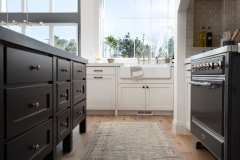 Unionlands Cabinetry White Matte Lacquer Shaker Panel With Double Island Two Tone Black Lacquer Cabinet