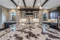 Unionlands Cabinetry Raised Panel Applied Molding Two Tone Black Painted With Marble Countertop