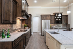 Unionlands Cabinetry Raised Panel Two Tone Maple Stain Kitchen Cabinet and White Painted Island Cabinet