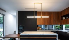 Unionlands Cabinetry Modern Kitchen Cabinet Two Tone Black Matte Lacquer and Melamine Finish Slab Panel