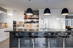 Unionlands Cabinetry Two Tone White and Black High Gloss Lacquer Kitchen Cabinet and Vanity Modern Design Slab Panel
