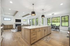 Unionlands Cabinetry White Painted Shaker Panel Kitchen Cabinet With Timber Veneer MDF Door Island Cabinet