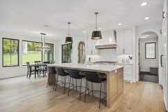 Unionlands Cabinetry White Painted Shaker Panel Kitchen Cabinet With Timber Veneer MDF Door Island Cabinet
