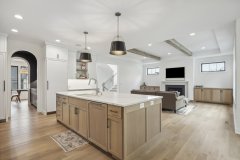 Unionlands Cabinetry White Painted Shaker Panel Kitchen Cabinet With Timber Veneer MDF Door Island Cabinet