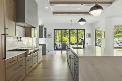 Unionlands Cabinetry Slim Shaker Kitchen Cabinet Maple Solid Wood With Blue Painted Waterfall Island
