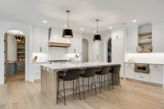 Unionlands Cabinetry White Painted Shaker Panel Kitchen Cabinet With Timber Veneer MDF Door Island Cabinet