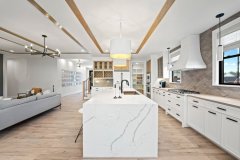 Unionlands Cabinetry Recessed Panel Open Complete Modular Kitchen Cabinet Custom Factory Direct with Quartz Countertop Island