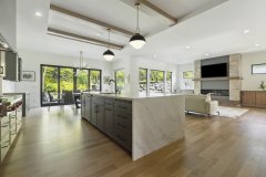 Unionlands Cabinetry Slim Shaker Kitchen Cabinet Maple Solid Wood With Blue Painted Waterfall Island