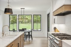 Unionlands Cabinetry White Painted Shaker Panel Kitchen Cabinet With Timber Veneer MDF Door Island Cabinet