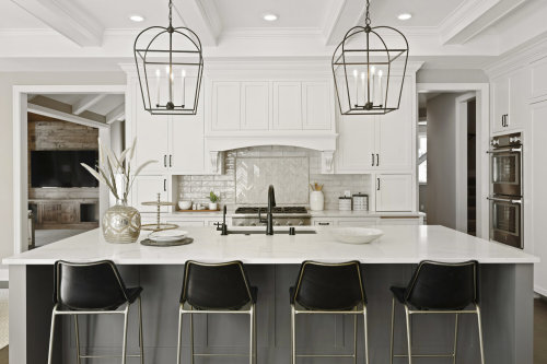 Unionlands Cabinetry White Shaker Panel American Framed Inset With Grey-blue Matte Lacquer Island Cabinet