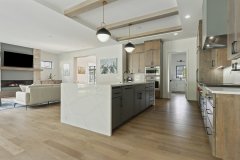 Unionlands Cabinetry Slim Shaker Kitchen Cabinet Maple Solid Wood With Blue Painted Waterfall Island