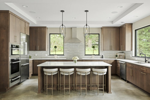 Unionlands Cabinetry Hot Sales Laminate Contemporary Modular Kitchen Cabinet Frameless MDF Slab Panel with Island