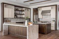 Unionlands Cabinetry Two-Tone Kitchen Cabinet – Recessed Panel White Painted and Black Walnut Stain with Double Island Cabinets
