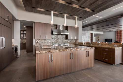 Unionlands Cabinetry Modern Kitchen Furniture Plywood Timber Veneer Slab Panel With Granite Countertop