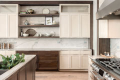 Unionlands Cabinetry Two-Tone Kitchen Cabinet – Recessed Panel White Painted and Black Walnut Stain with Double Island Cabinets