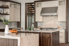Unionlands Cabinetry Two-Tone Kitchen Cabinet – Recessed Panel White Painted and Black Walnut Stain with Double Island Cabinets