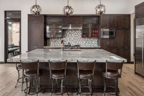 Unionlands Cabinetry Farmhouse Style Kitchen Cabinet Solid Wood Stain Shaker Panel With Marble Stone Tabletop Island Cabinet Large Storage