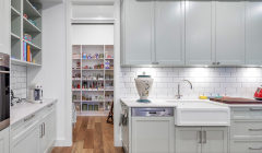 Unionlands Cabinetry Light Green Matte Lacquer Painted Shaker Panel Mini Kitchen Furniture With Open Floating Shelves and Glass Door Island Cabinet