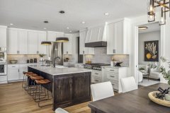 Unionlands Cabinetry Custom Made Shaker Panel Modular Kitchen Cabinet White Lacquer Painted With Wood Grain Island Cabinet For Builders