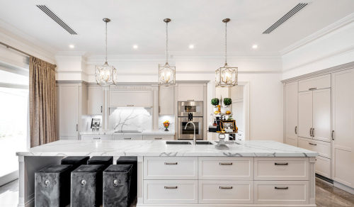 Unionlands Cabinetry Cream White Shaker Door Painted Kitchen Cabinet Handles Luxury For Sale With Integrated Refrigerator Cabinets Large Storage Space