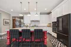 Unionlands Cabinetry Shaker Panel White Painted Kitchen Cabinet With Warm Red European Style Roman Column Island
