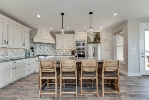 Unionlands Cabinetry Solid Wood White Flat Panel Open Kitchen Cabinet With Black Walnut Stain Color Island Cabinet
