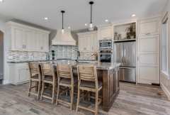 Unionlands Cabinetry Solid Wood White Flat Panel Open Kitchen Cabinet With Black Walnut Stain Color Island Cabinet