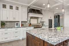 Unionlands Cabinetry Traditional Style Solid Wood Painted Open Kitchen Cabinet With Stain Island Cabinet Quartz Countertop
