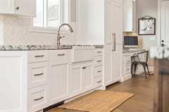 Unionlands Cabinetry Two Tone Recessed Panel Door Full Custom Kitchen Furniture With White Painted and Wood Stain Island Cabinet