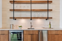 Unionlands Cabinetry Timber Veneer Finish Cabinets Modern Design Full Kitchen Furniture MDF Slab Door Materials And Open Floating Shelves