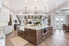 Unionlands Cabinetry Two Tone Recessed Panel Door Full Custom Kitchen Furniture With White Painted and Wood Stain Island Cabinet