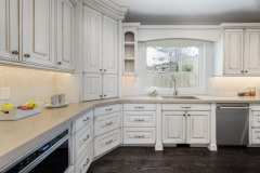 Unionlands Cabinetry Solid Wood Painted Kitchen Cabinet Raised Panel With Black Wiped Glaze Giving an Aged and Antiqued Appearance