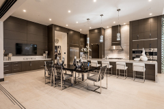 Unionlands Cabinetry Modular Kitchen Cabinets Modern Black Matte Lacquer Painted Handleless Finger Pull Slab Door With Waterfall Countertop