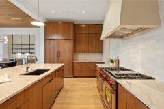 Unionlands Cabinetry Timber Veneer Finish Cabinets Modern Design Full Kitchen Furniture MDF Slab Door Materials And Open Floating Shelves