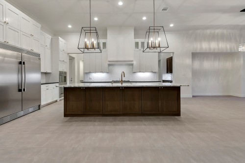 Unionlands Cabinetry Manufacture Supplier White Shaker Panel Door Large Open Kitchen Cabinets With Marble Benchtop Wood Grain Island