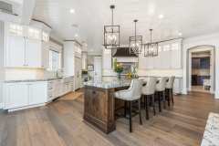 Unionlands Cabinetry Two Tone Recessed Panel Door Full Custom Kitchen Furniture With White Painted and Wood Stain Island Cabinet