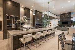 Unionlands Cabinetry Modular Kitchen Cabinets Modern Black Matte Lacquer Painted Handleless Finger Pull Slab Door With Waterfall Countertop