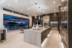 Unionlands Cabinetry Modular Kitchen Cabinets Modern Black Matte Lacquer Painted Handleless Finger Pull Slab Door With Waterfall Countertop