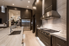 Unionlands Cabinetry Modular Kitchen Cabinets Modern Black Matte Lacquer Painted Handleless Finger Pull Slab Door With Waterfall Countertop