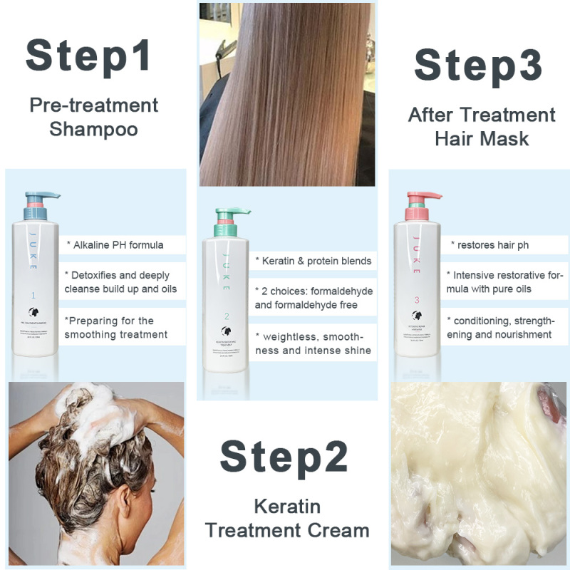 Professional Brazilian Keratin Hair Smoothing Treatment Organic Best Blowout Straightening System for Dry and Damaged Hair