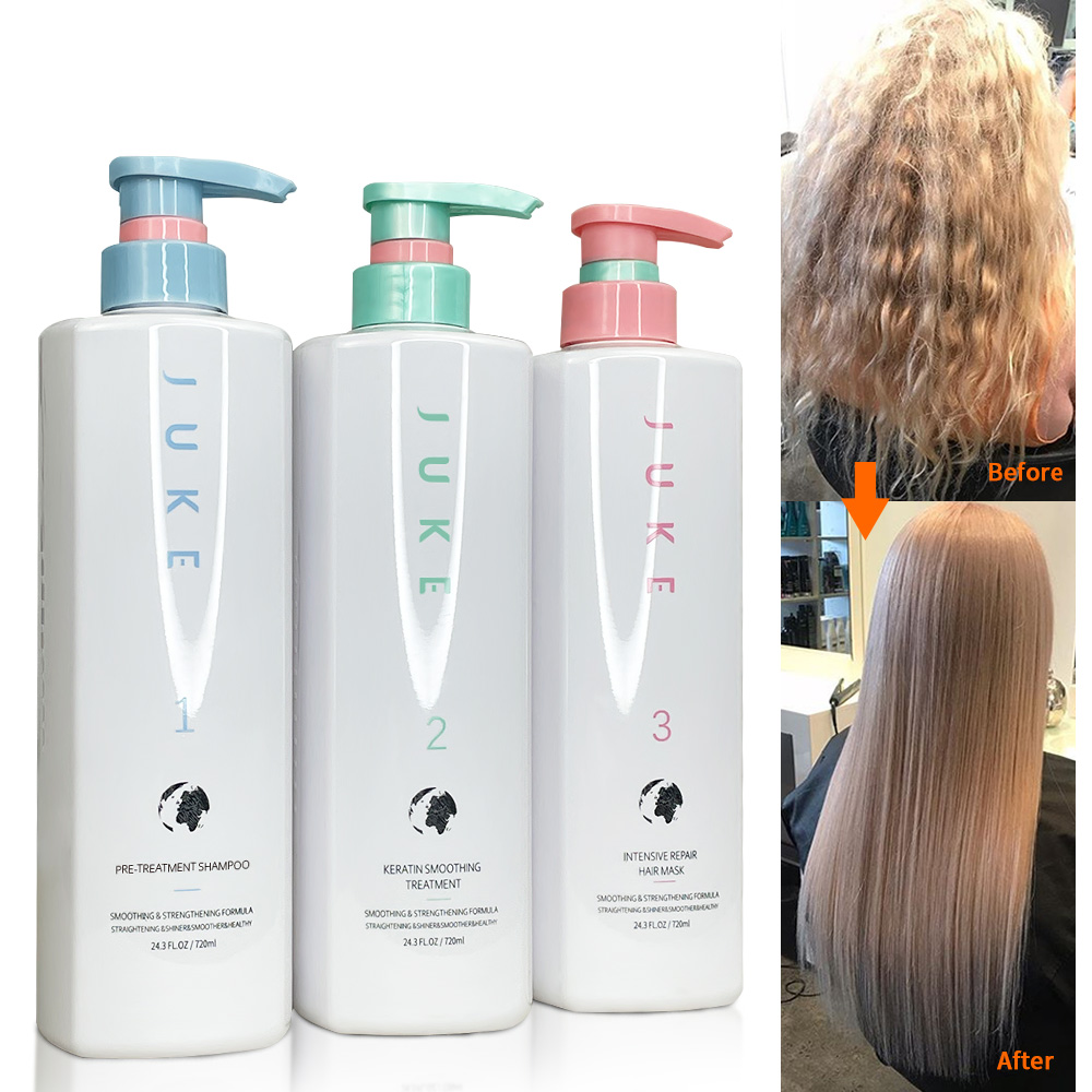 Professional Brazilian Keratin Hair Smoothing Treatment Organic Best Blowout Straightening System for Dry and Damaged Hair