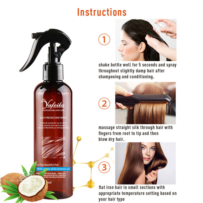 Private label argan oil hair perfume fragrance heat protection leave in detangling spray conditioner for curly hair