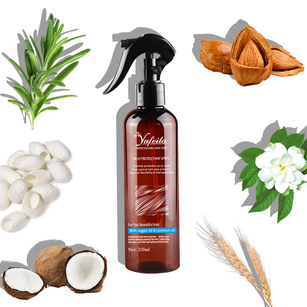 Private label argan oil hair perfume fragrance heat protection leave in detangling spray conditioner for curly hair
