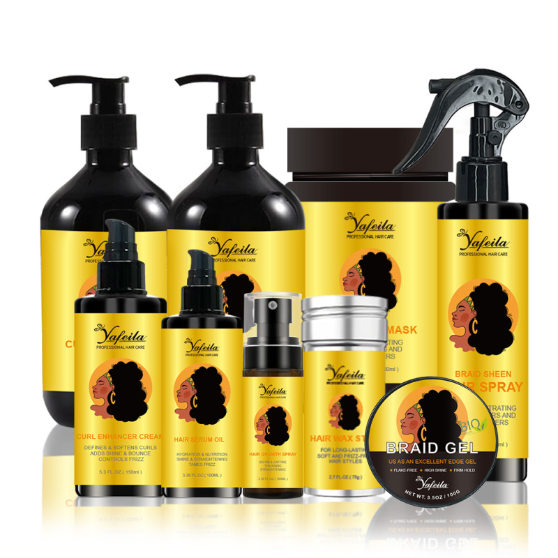 Custom Logo Moisturizing & Volumizing Hair Care Set For Afro Black 4C Curly Hair