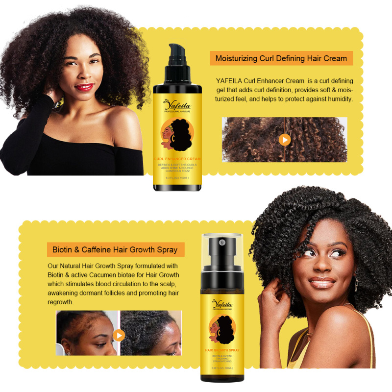 Custom Logo Moisturizing & Volumizing Hair Care Set For Afro Black 4C Curly Hair