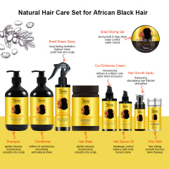 Custom Logo Moisturizing & Volumizing Hair Care Set For Afro Black 4C Curly Hair
