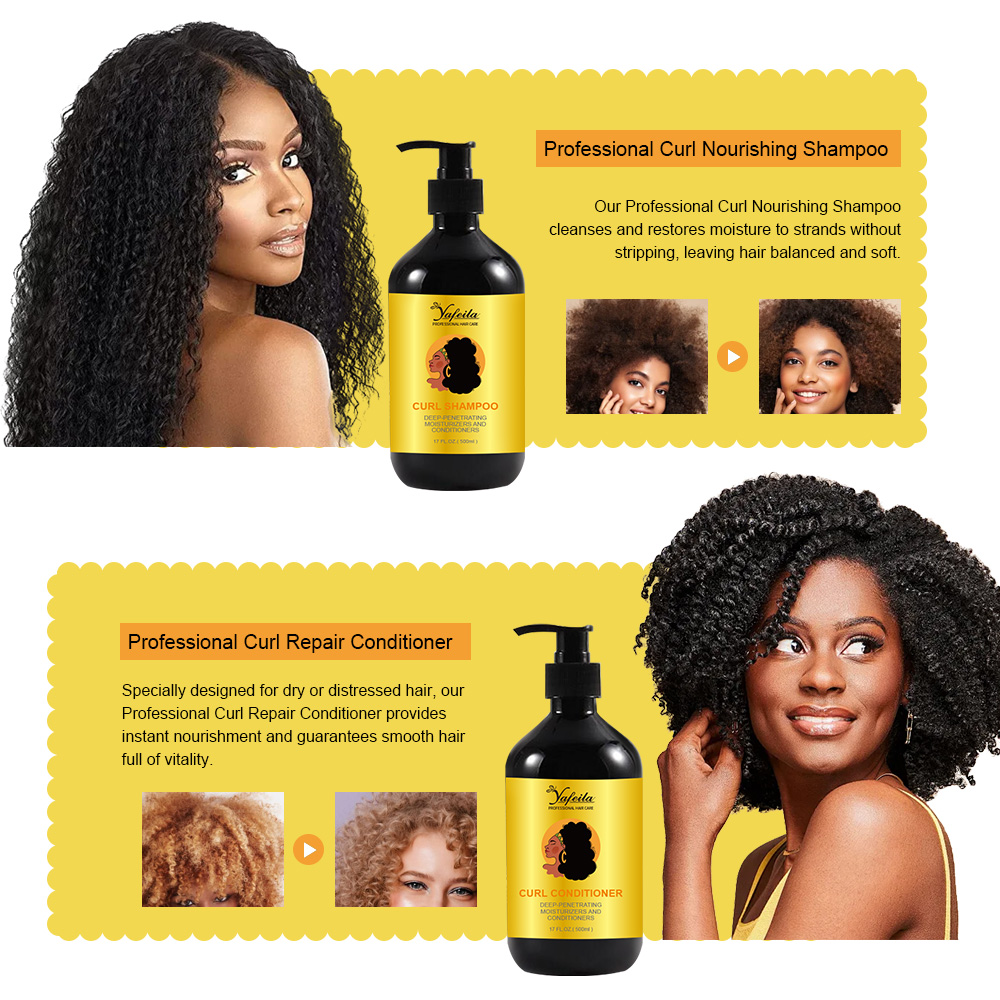 Custom Logo Moisturizing & Volumizing Hair Care Set For Afro Black 4C Curly Hair