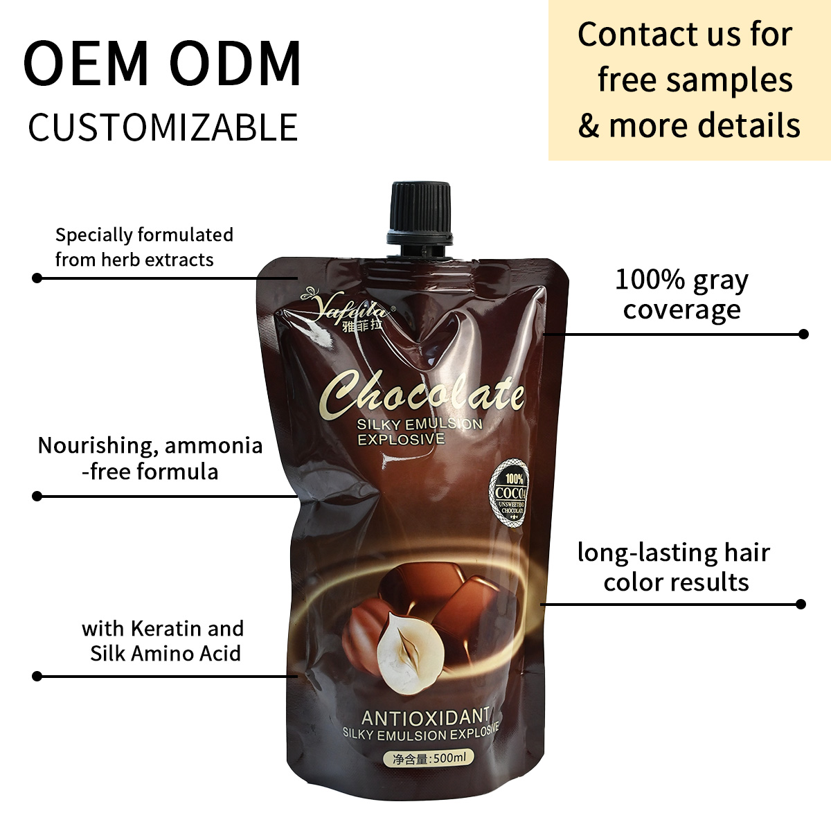 3 in 1 Natural Black Color Shampoo Hair Dye