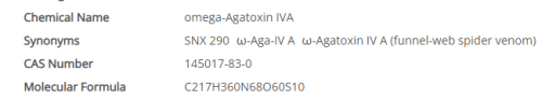ω-Agatoxin IVA Agelenopsis aperta CAS: 145017-83-0