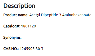Acetyl Dipeptide-3 Aminohexanoate CAS: 1265905-30-3